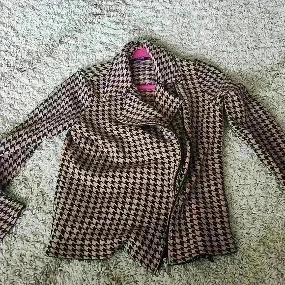 Chaps Houndstooth Moto Jacket - Picture 2 of 2